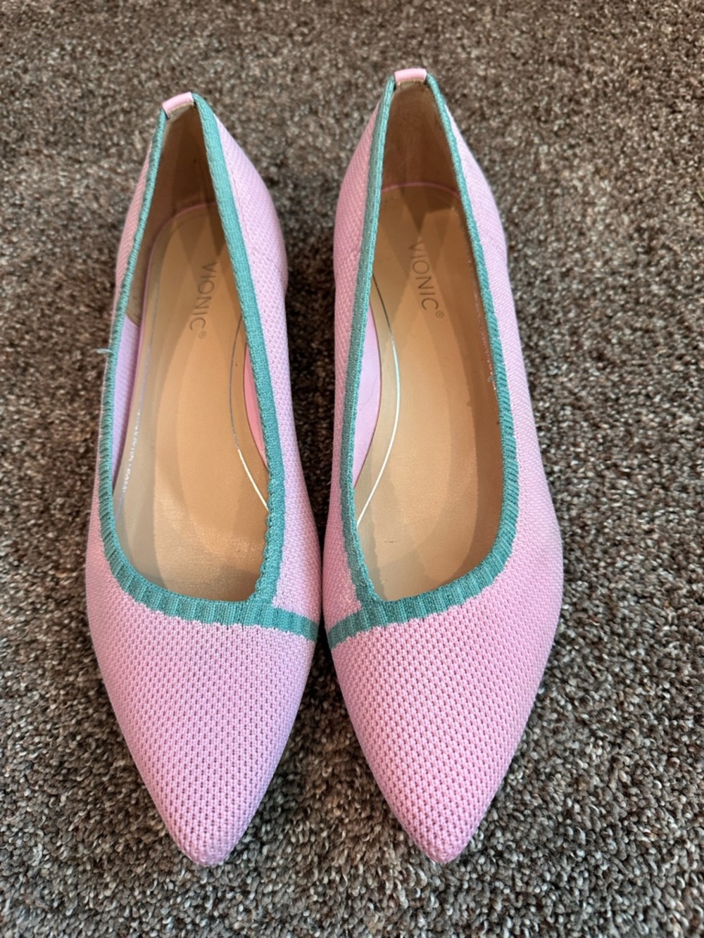 Vionic Dahlia Light Pink Knit Pointed Toe Ballet Flats, Size 9, Like New - Picture 2 of 6